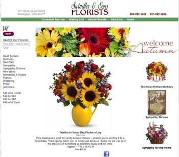 Swindler & Sons Florists website by Media99 Floral Website Design