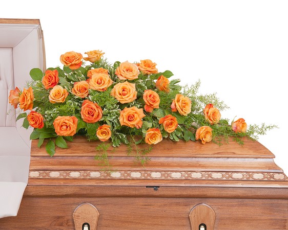 Orange Rose Casket Spray