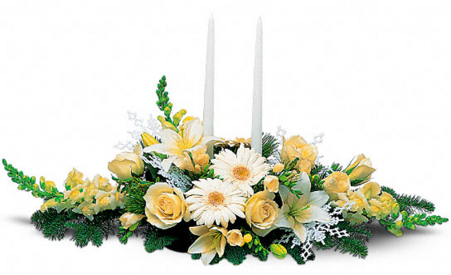 Two White Taper Centerpiece