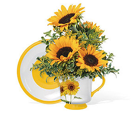 Teleflora's Sunny Sunflower Teacup Bouquet