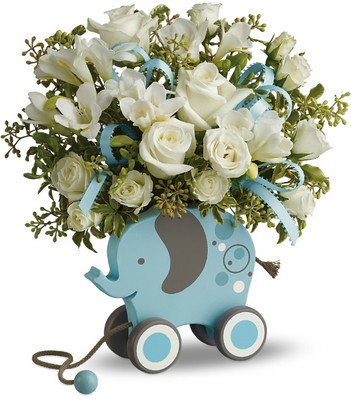MiGi's Baby Elephant Bouquet Deluxe in Blue  	 