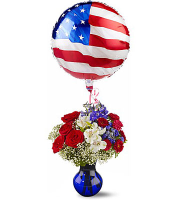 Red, White and Balloon Bouquet